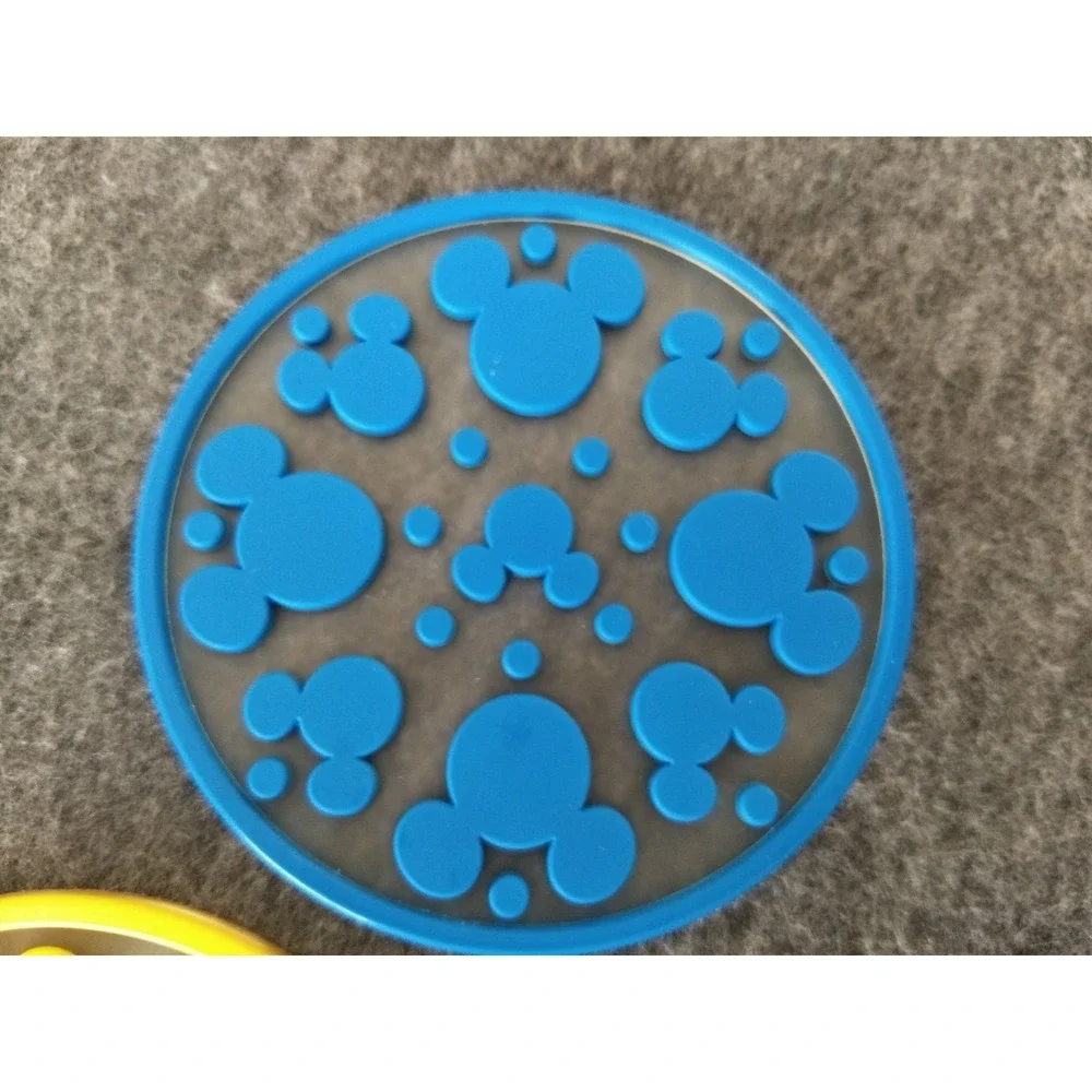 DISNEY Mickey Mouse Silicone Coasters Set/5 Mickey Ears‎ Dots 3 Colors Stackable